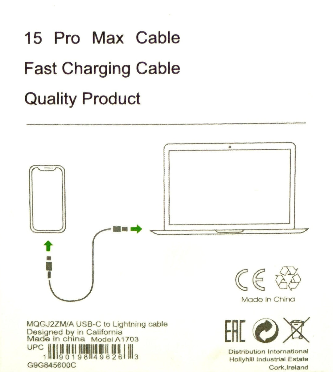 Apple iPhone 15 Pro Max Cable - 60W USB-C Cable ( 1m ) PD Fast Charging